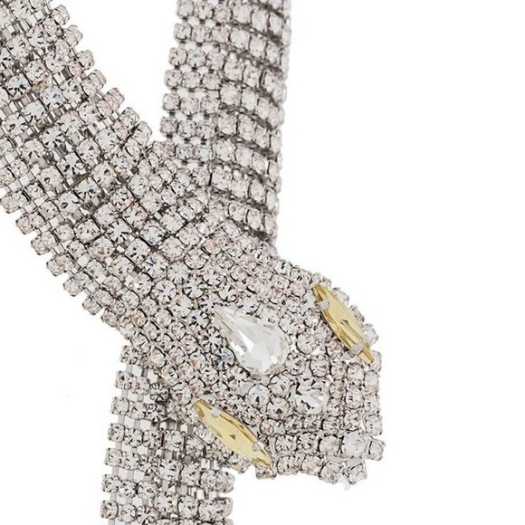 NEW CRYSTAL SNAKE SERPENT WHITE GOLD VINTAGE CHOKER NECKLACE - Picture 11 of 12